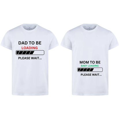 Combo Of Dad to Be &amp; Mom to Be Style White T-Shirt