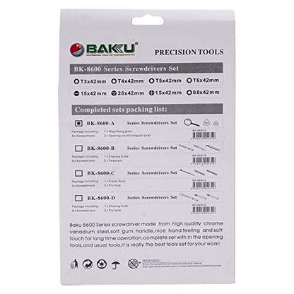 Baku 11 Pcs BK- 8600 Stainless Steel Precision Screwdriver Tool Kit Set