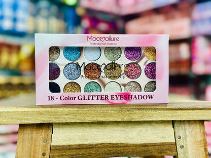 Mocallure Professional 18-Color Glitter Eyeshadow Palette Bold, Shimmering Shades for Every