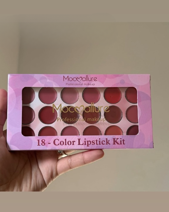 Moccallure Professional 18-Colors Lipstick Kit Long-Lasting, Hydrating &amp; Compact | Unisex