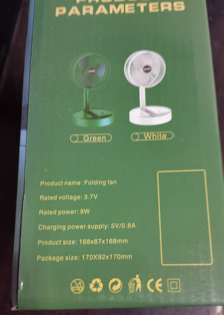 Rechargeable - Portable Telescopic Folding Fan Table Desk Fan | 3 Speeds