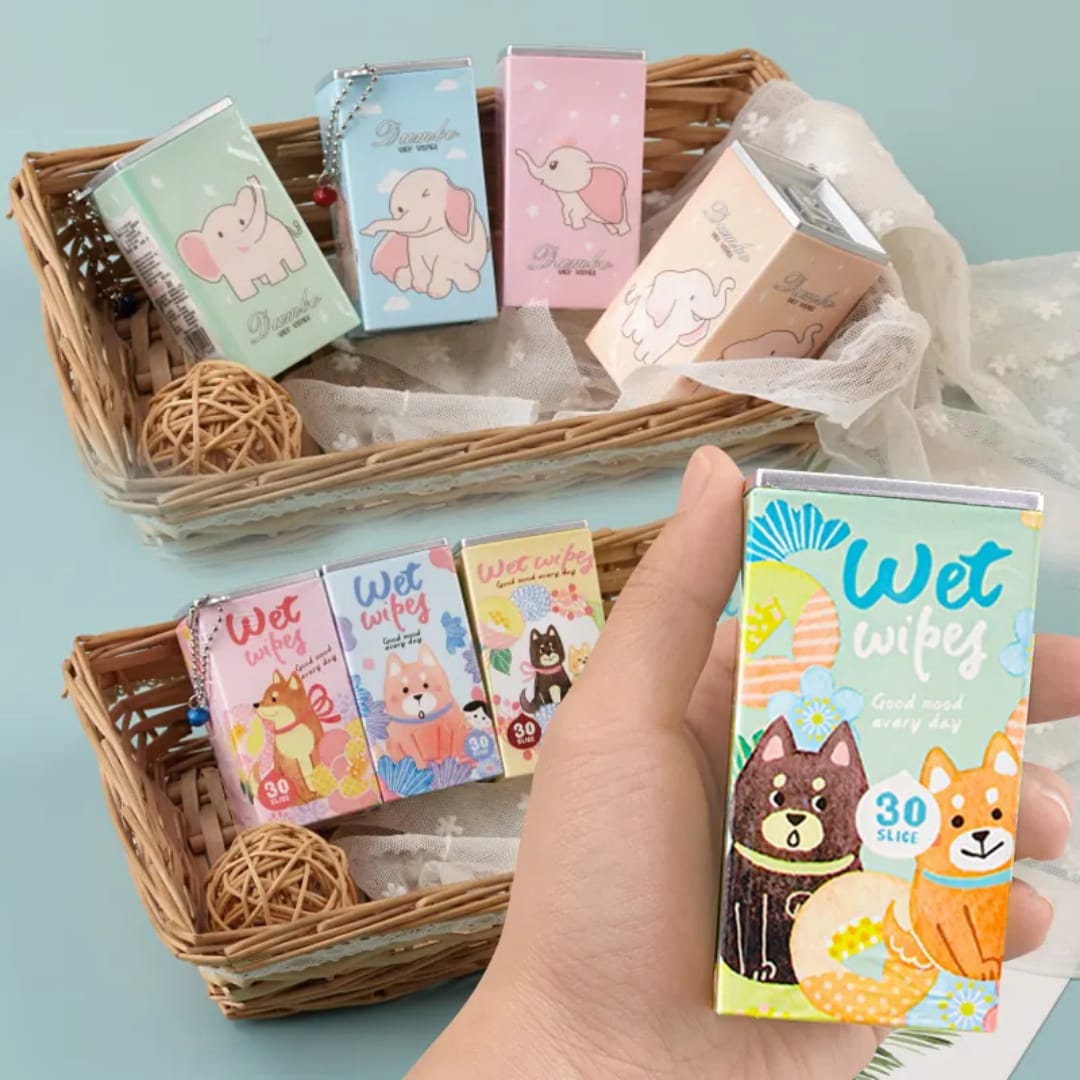 Square Shape Mini Wet Wipes Tissue, Extremely Portable Tin / 30 Wet Wipes in 1 tin