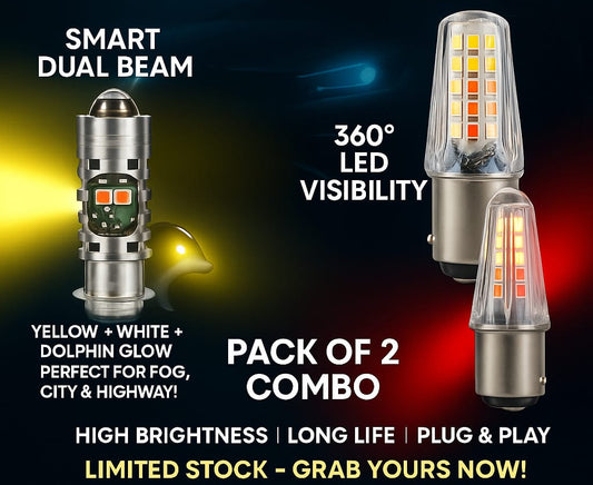 Pack of 2 Headlight &amp; Backlight Bulb | Yellow/White Beam +