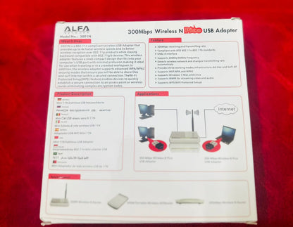 Alfa Mini USB WiFi Adapter | 300Mbps Wireless LAN Card for Computer