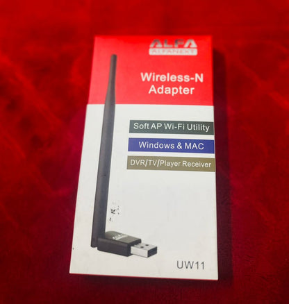 UW11 Alfa Net Wireless-N USB WiFi Adapter with Antenna | 2.4GHz 150/300Mbps