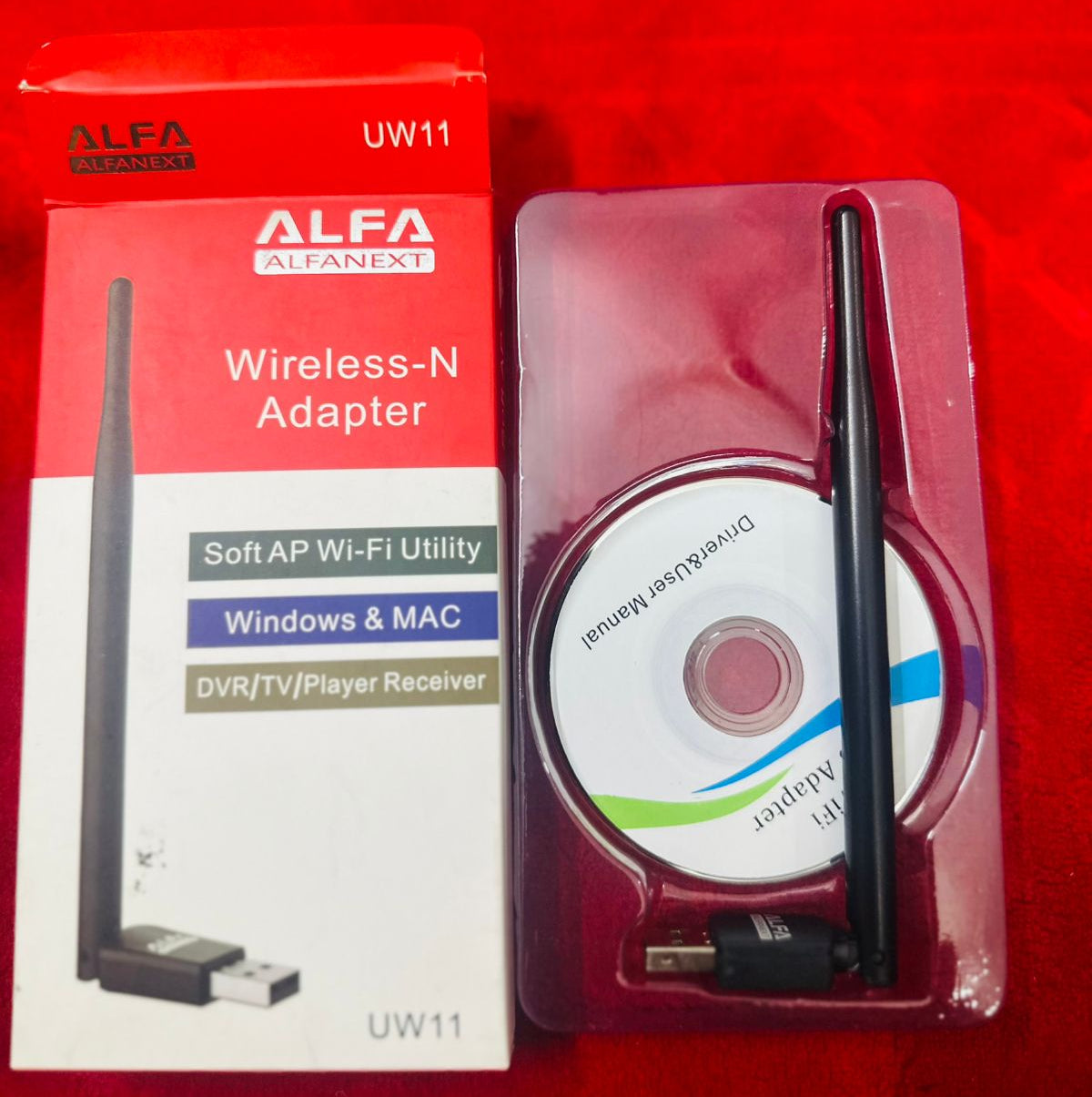 UW11 Alfa Net Wireless-N USB WiFi Adapter with Antenna | 2.4GHz 150/300Mbps