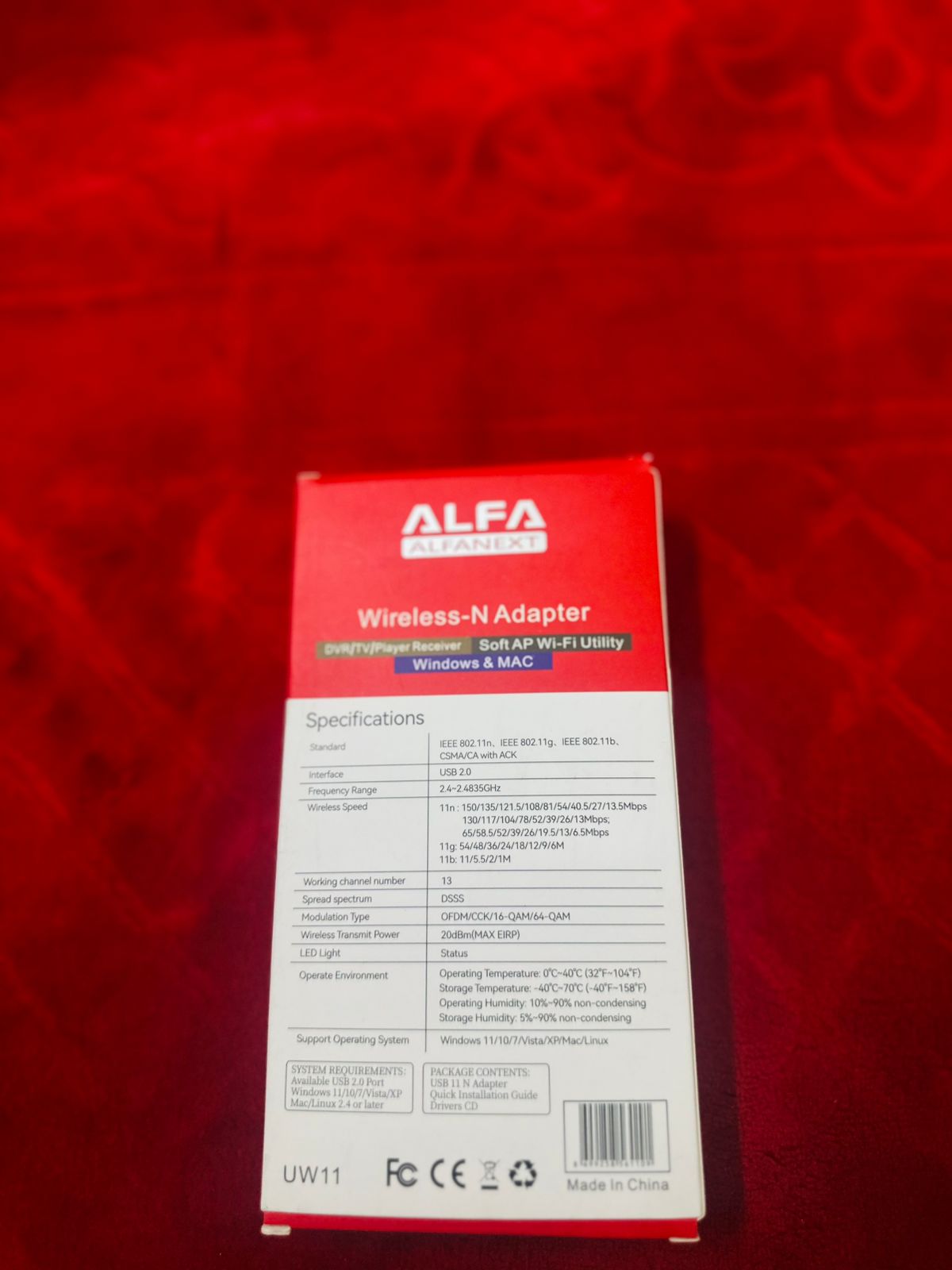 UW11 Alfa Net Wireless-N USB WiFi Adapter with Antenna | 2.4GHz 150/300Mbps