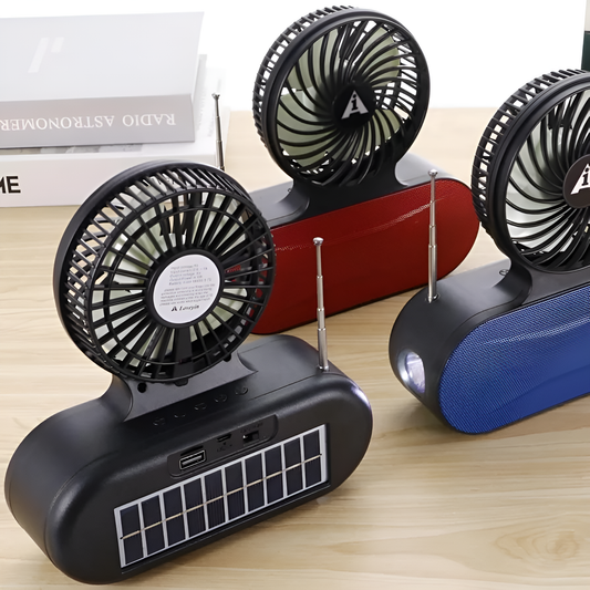 Solar fan Bluetooth speaker | Wireless outdoor portable With blowing flashlight