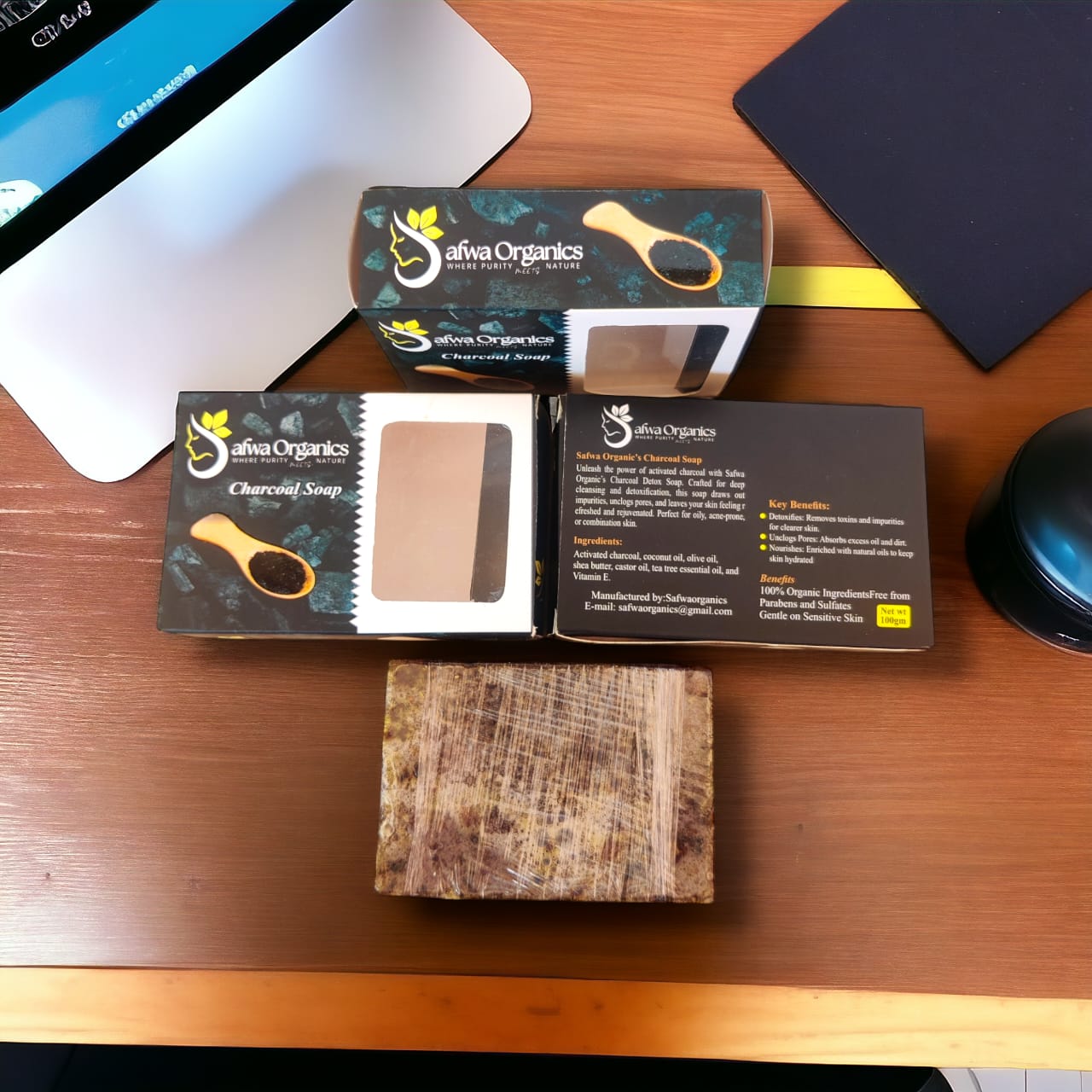 Safwa Organics Charcoal Soap Deep Clean Detox Bar Organic Handmade