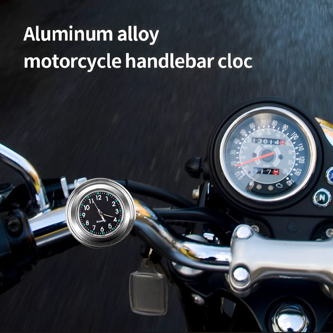 Universal Waterproof Chrome Motorcycle Handlebar Clock Luminous Quartz Watch for Bikes