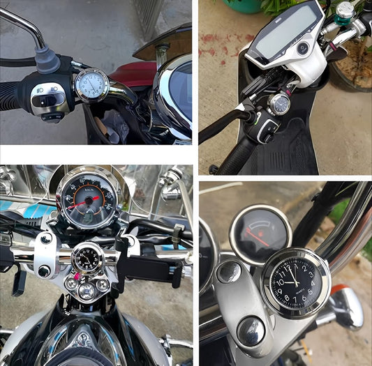 Universal Waterproof Chrome Motorcycle Handlebar Clock Luminous Quartz Watch for Bikes