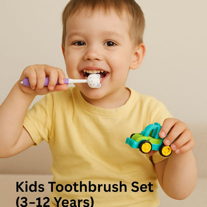 CHOFN Kids Toothbrush Set (312 Years) Soft Bristles with Toy Car