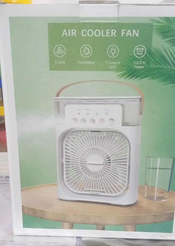 Portable Air Conditioner Fan USB Electric Fan with LED Night Light, Fine