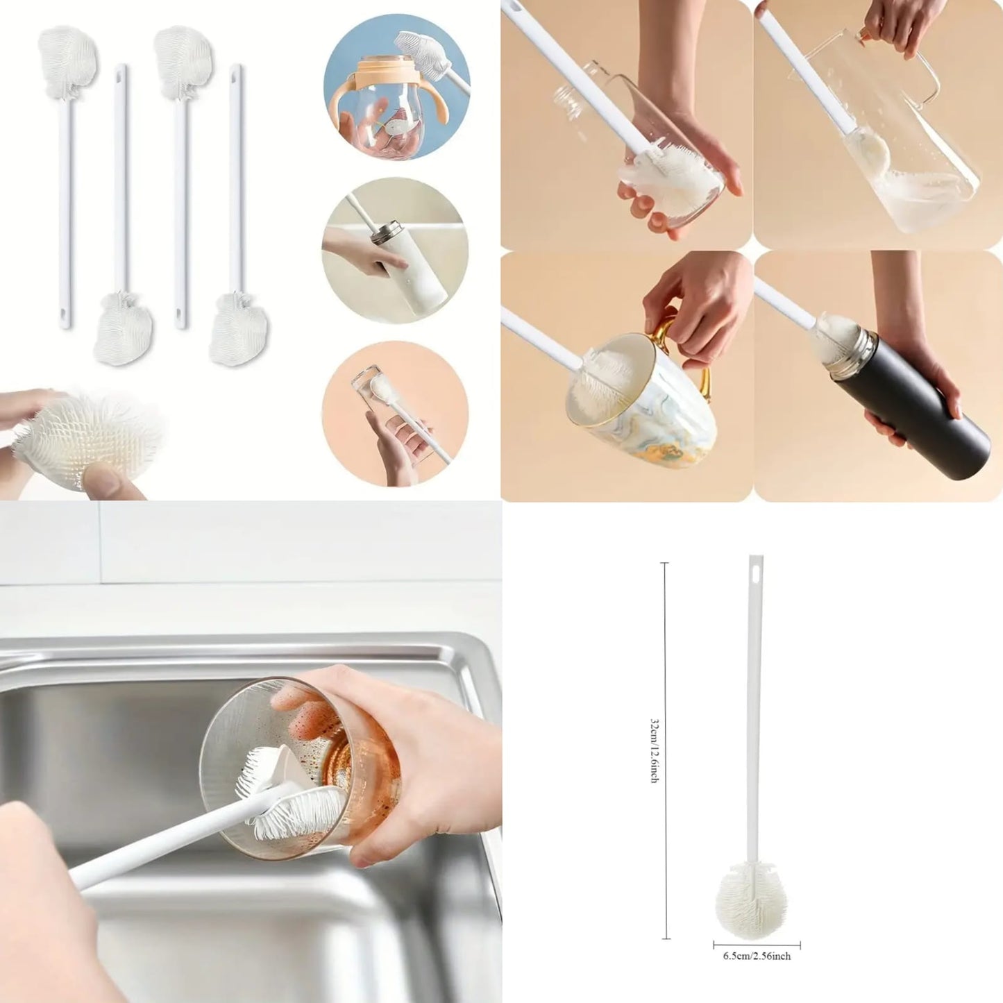 Multifunctional Silicone Bottle Brush - Eco-Friendly, Flexible, and Durable Cleaning Brush for