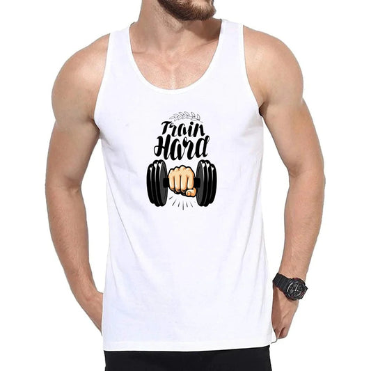 Mens Tank Top Gym Fitness Bodybuilding Workout Sleeveless Shirt [White] | Crossfit