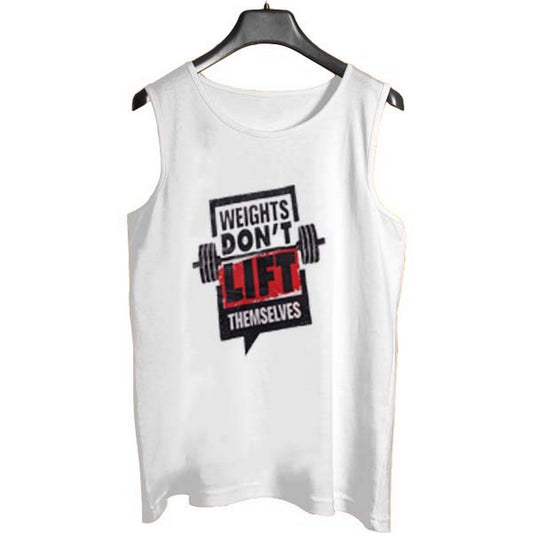 Jersey Weight Dont Lift Design [White] | Printed Gym Sando Tanks Top