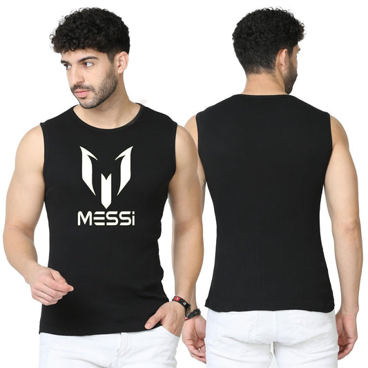 Messi Logo Sando Tank Top for Men Workout [Black] | Tank top