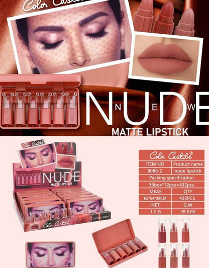 Nude Shade Velvet Matte Lipstick [Pack Of 6] | Matte Lispsticks Pack