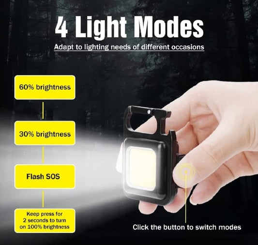 COB Small Flashlight, Keychain Work Light, USB Rechargeable, Mini LED Handheld t,