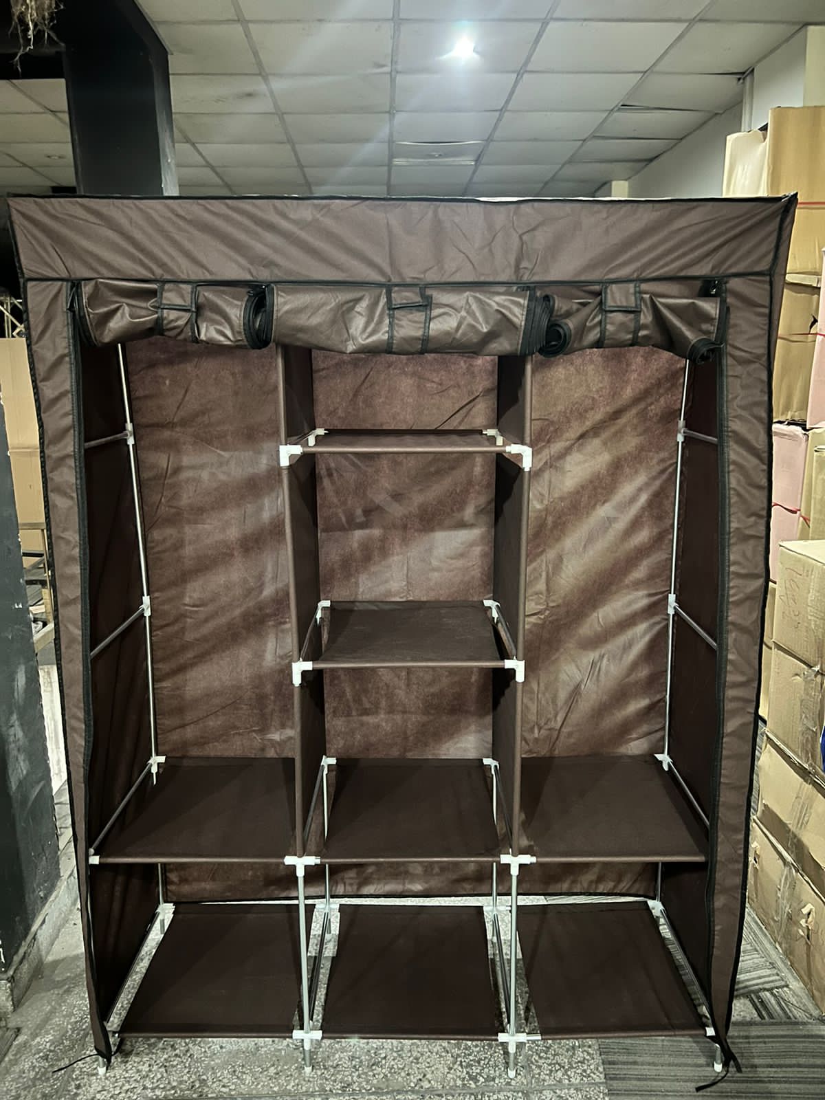 3 Door Fancy &amp; Portable Foldable Closet Wardrobe Storage Organizer with Shelves