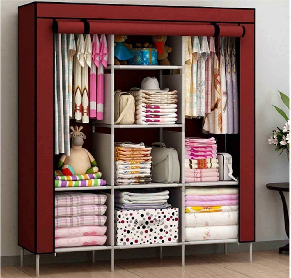 3 Door Fancy &amp; Portable Foldable Closet Wardrobe Storage Organizer with Shelves