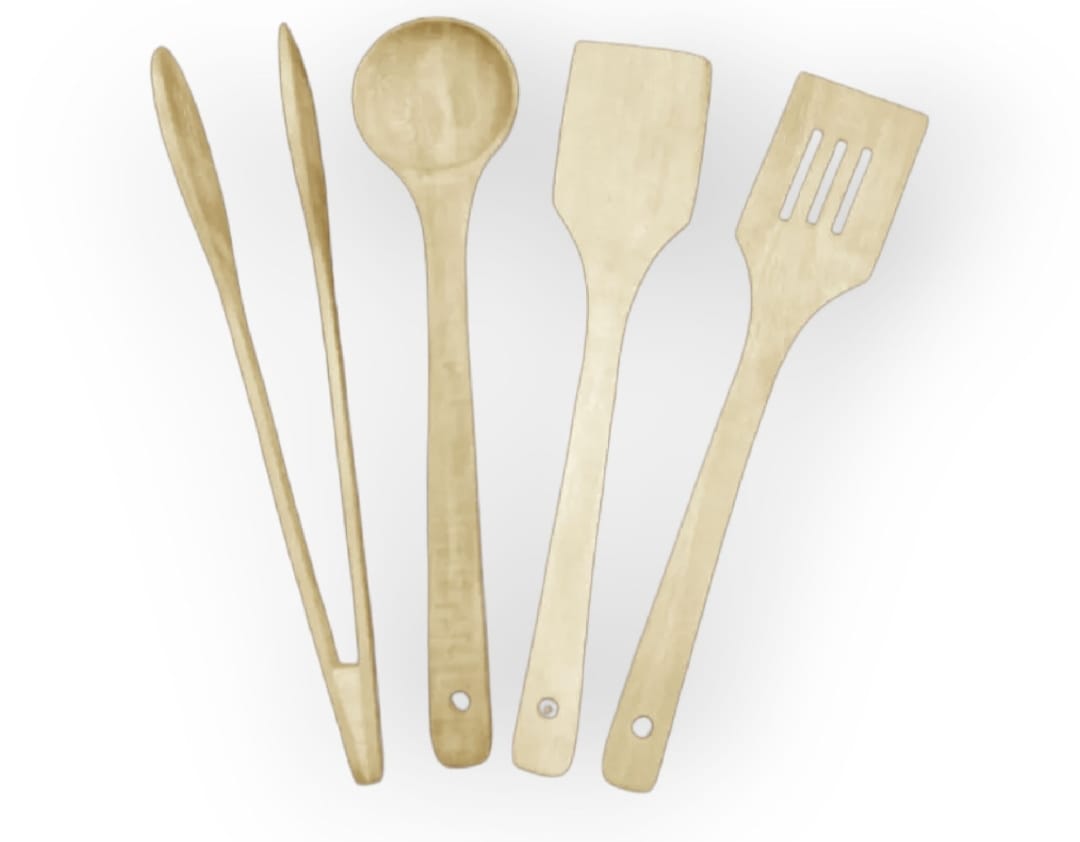 Pack of 4 Wooden Spoon Set | Nonstick Teak Wood Kitchen