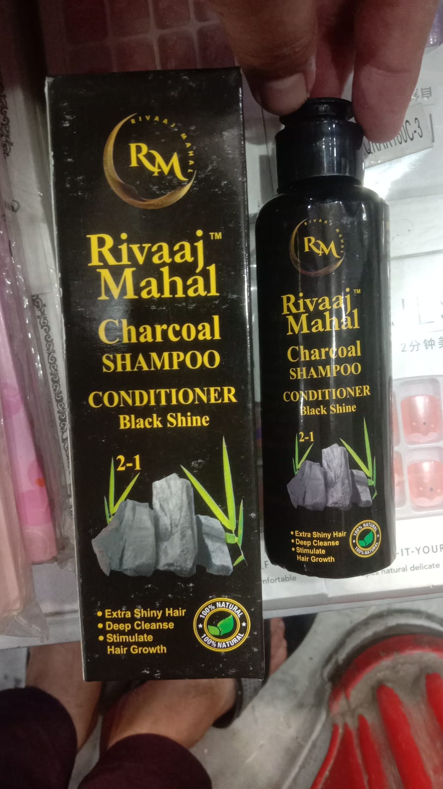 Rivaaj Mahal Charcoal Shampoo + Conditioner Black Shine Formula for Deep