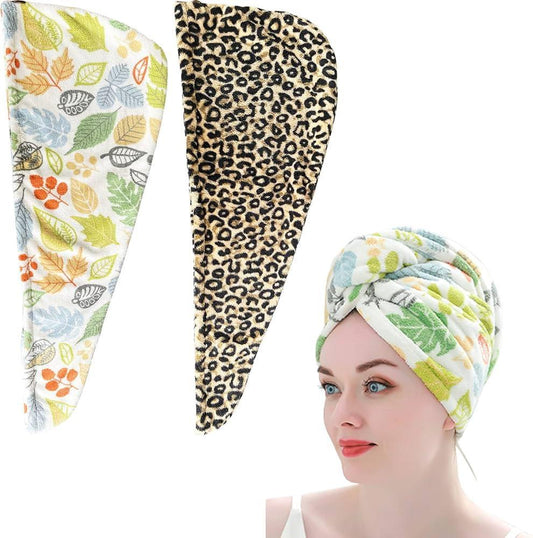 Terry Cotton Printed Hair Towel (1 Pc) (Random Design) Quick‑Dry Multicolor Wrap