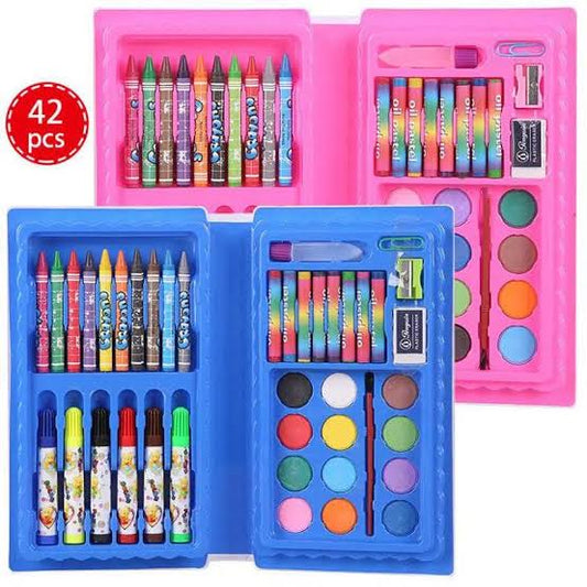 42-Piece Complete Coloring Kit for Kids Themed Crayons, Markers, Pencil Colours