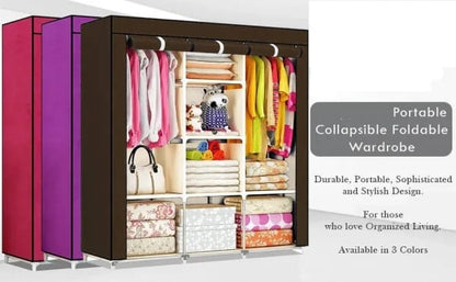 3 Door Fancy &amp; Portable Foldable Closet Wardrobe Storage Organizer with Shelves