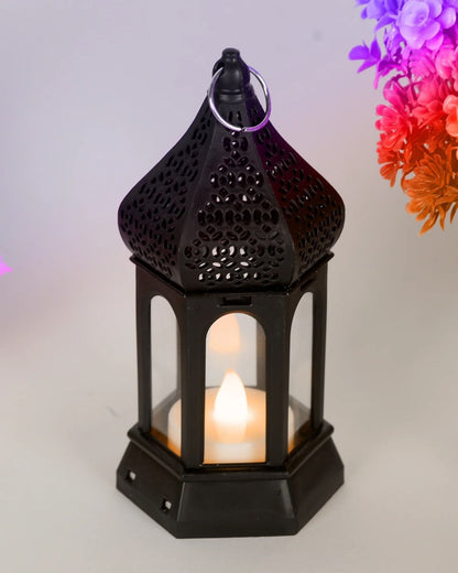 Antique Black candle lamp Atmosphere Decoration Creative Gift Hexagonal Wind Lamp Candle
