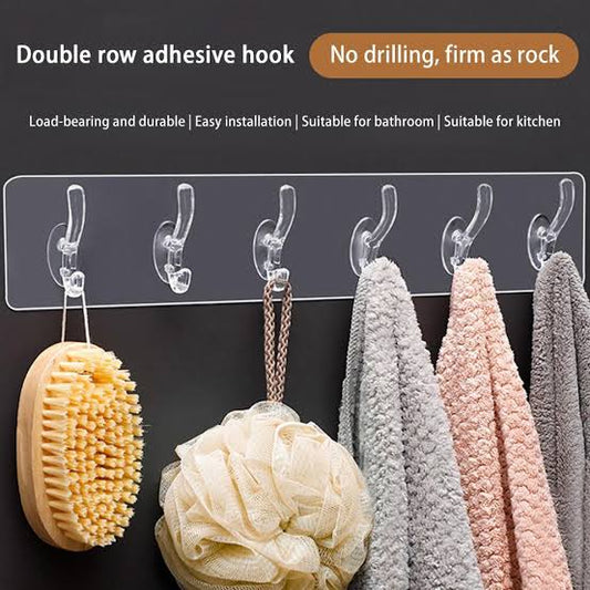 Double Row Adhesive Hook | Transparent Sticky Hook | Wall Hooks Self