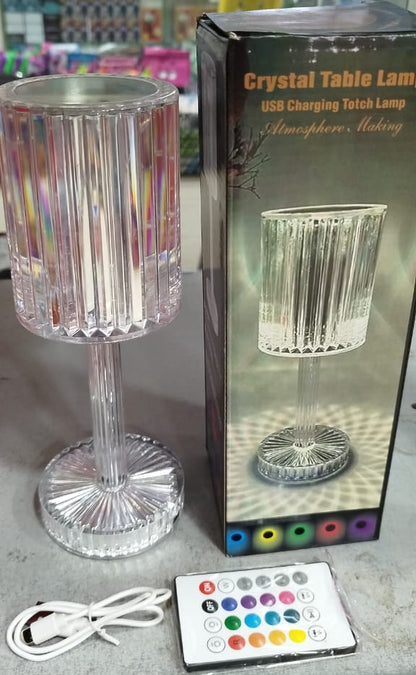 RGB Crystal Touch Table Lamp, LED Night Light Bedside Lamp with USB