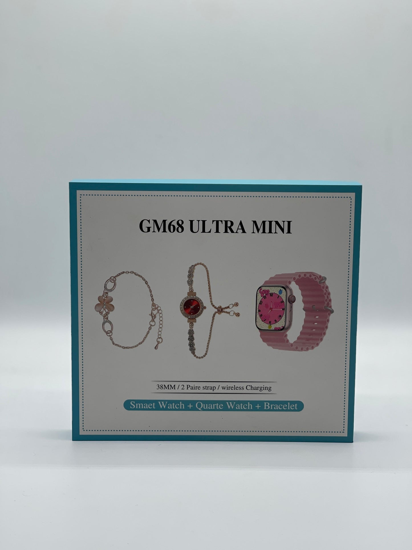 GM68 Ultra Mini Smartwatch + Quartz Bracelet Watch Combo | Wireless Charging