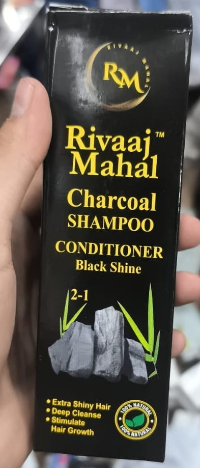 Rivaaj Mahal Charcoal Shampoo + Conditioner Black Shine Formula for Deep