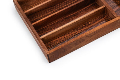Wood Utensil Holder &amp; Flatware Organizer Tray for Dining and Kitchen Use