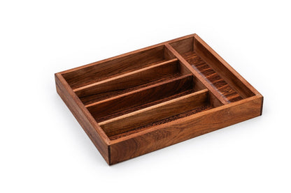 Wood Utensil Holder &amp; Flatware Organizer Tray for Dining and Kitchen Use