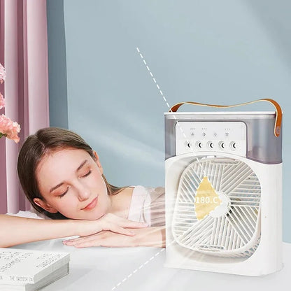 Portable Air Conditioner Fan USB Electric Fan with LED Night Light, Fine