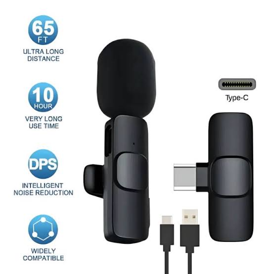 WIRELESS MIC K9 Dual Microphone Mic Plug &amp; Play USB Type C