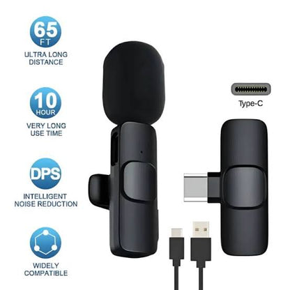 WIRELESS MIC K9 Dual Microphone Mic Plug &amp; Play USB Type C