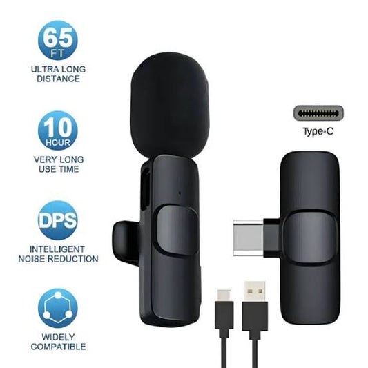 WIRELESS MIC K9 Dual Microphone Mic Plug &amp; Play USB Type C
