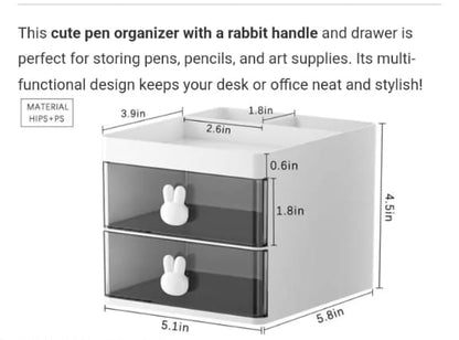 Rabbit handle clear desk organizer- perfect for pen ,makeup and jewellery etc