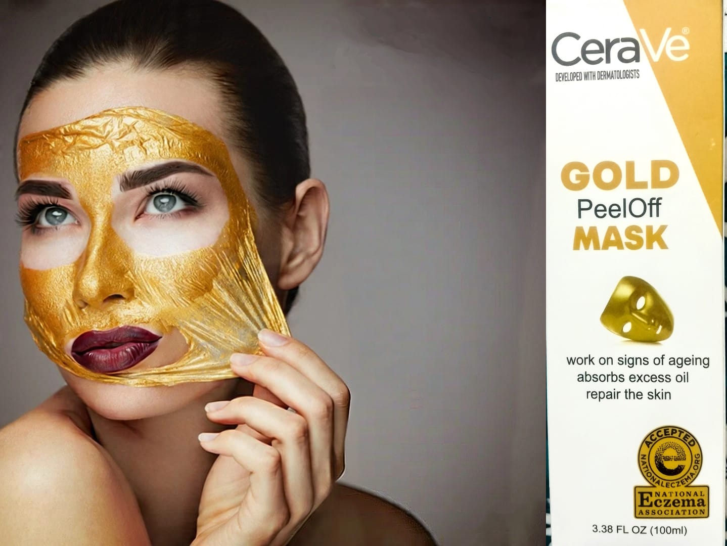 CeraVe Radiant Glow Peel-Off Gold Mask Deep Cleansing &amp; Brightening Facial
