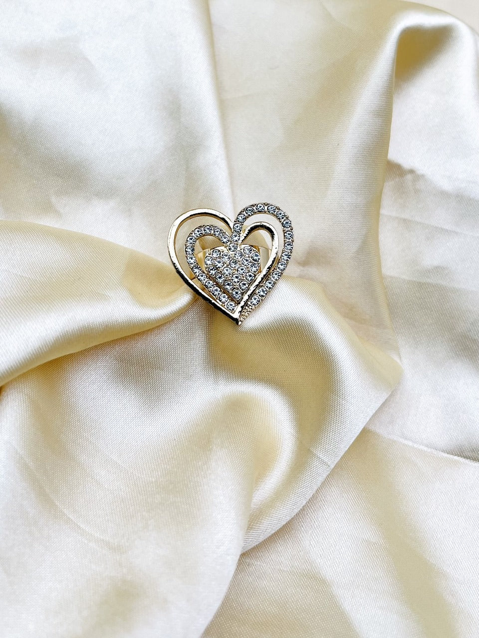 1 Piece Imported Radiant Double Heart Crystal Ring A Love That