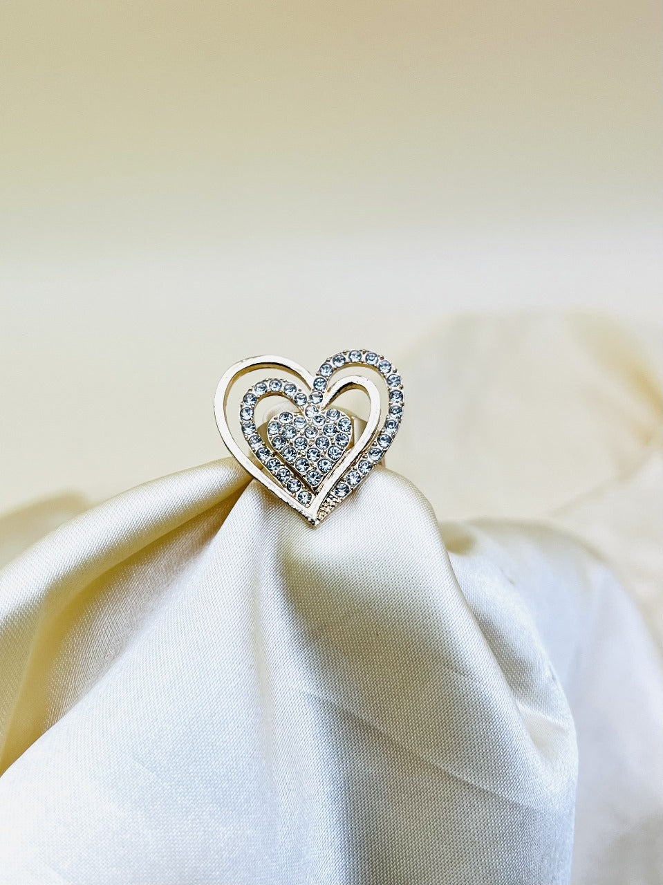 1 Piece Imported Radiant Double Heart Crystal Ring A Love That