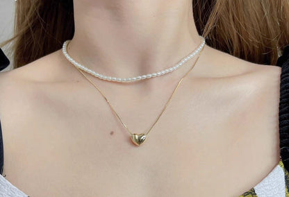 Elegant double Layer Heart pearl Pendent / Necklace Party Jewelry Gifts Accessories