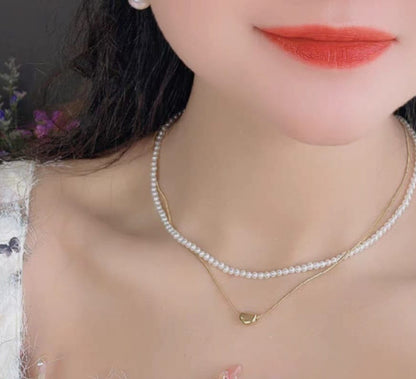 Elegant double Layer Heart pearl Pendent / Necklace Party Jewelry Gifts Accessories