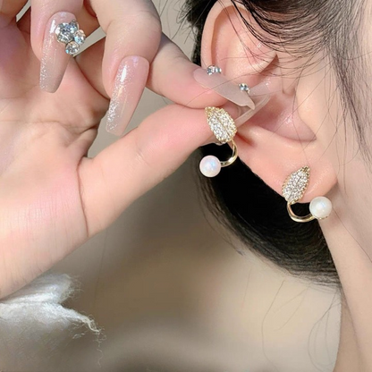 Beautiful Korean Leaf Pearl Earings / Daily Life Earring Accessories For Women