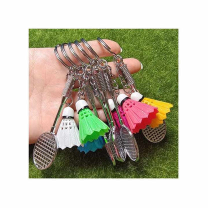 01 PCs Metal Badminton Racket &amp; Ball Keychain Stylish Keyring Gift
