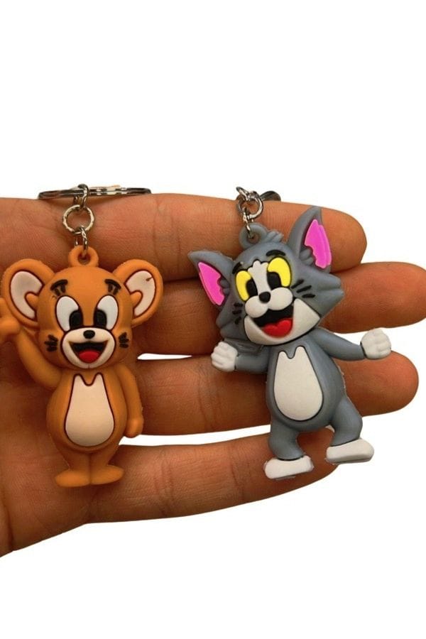 Pack of 2 Tom &amp; Jerry Cartoon Keychains High Quality Silicone